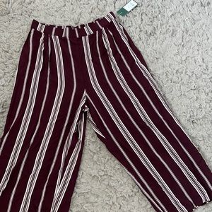 maroon stripped flair pants